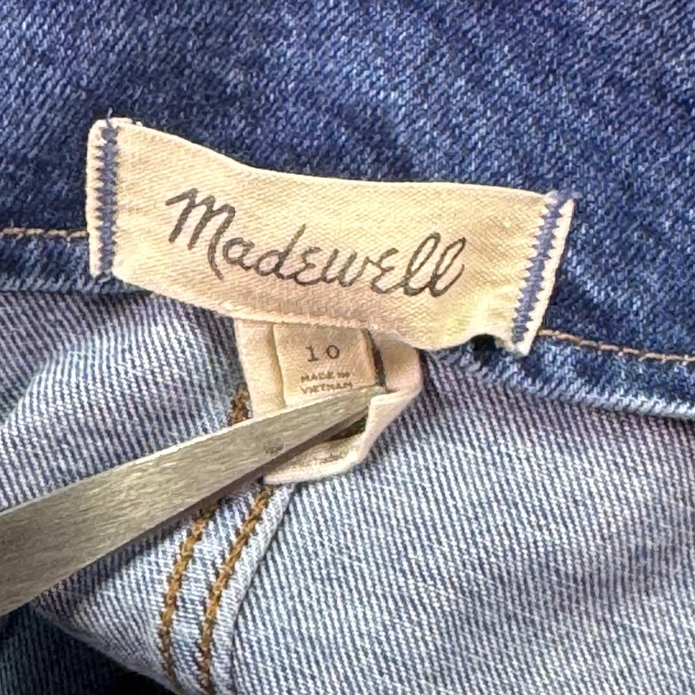 Madewell Adirondack Denim Short Overalls Women's Size 10 Raw Hem Shortalls - Picture 3 of 7